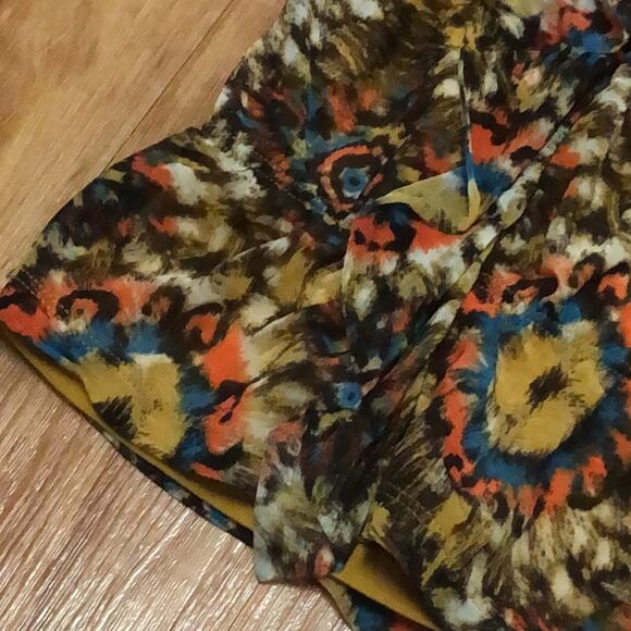 Apt. 9 Colorful Flutter Sleeve Ruffle Peplum Blouse Size Petite Small - Picture 4 of 12